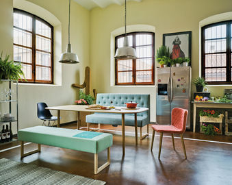 Moderne Esszimmer-Restaurant-Stand-Sitzplatz-Sofa-Möbel-Blau-Farbe